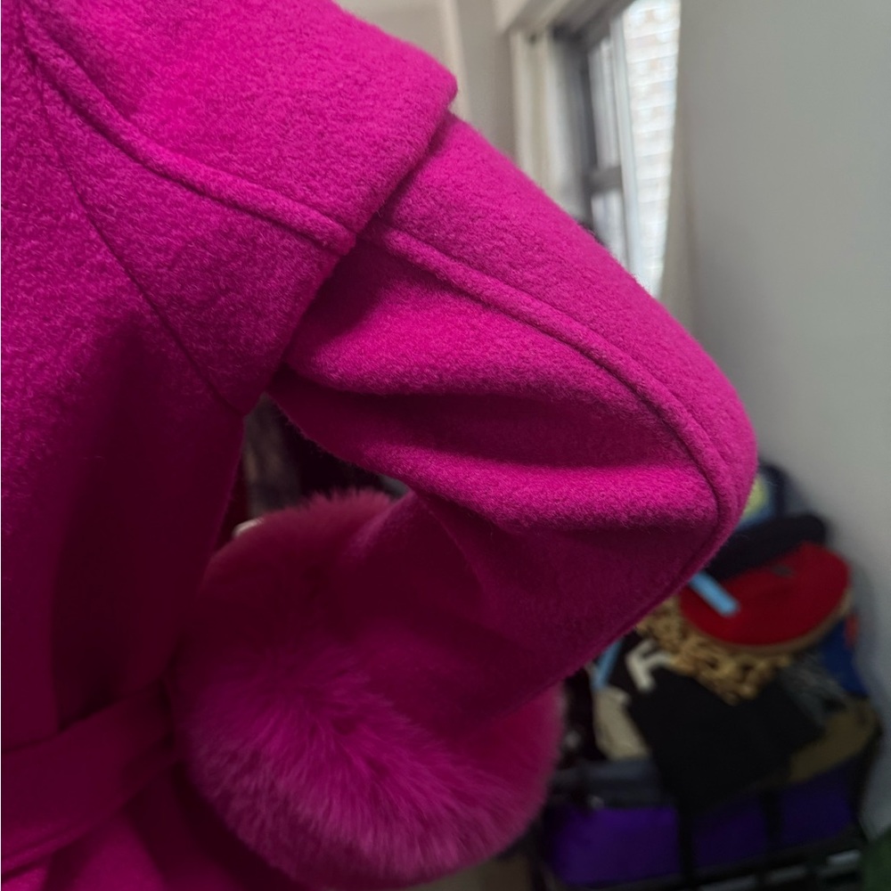 Women's Pink Double-Breasted Coat - Picture 12 of 15